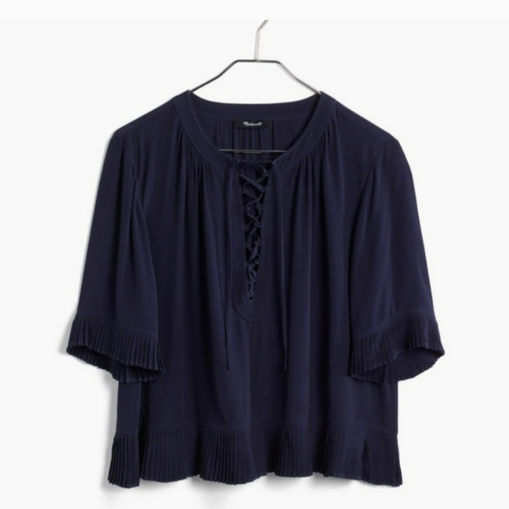 💓Madewell Sunpleat Lace-up Top